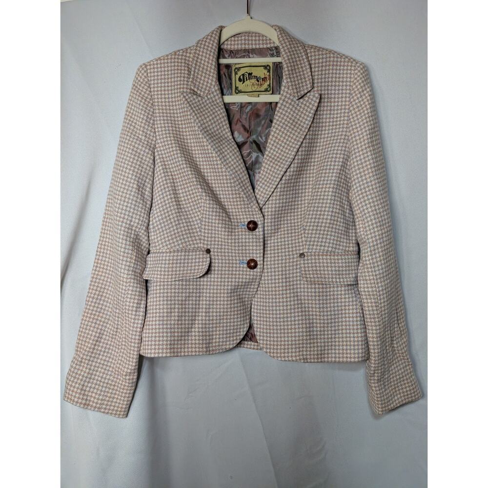Vintage Fillmore Studio California Blazer Houndstooth Wool M Elegant (655)